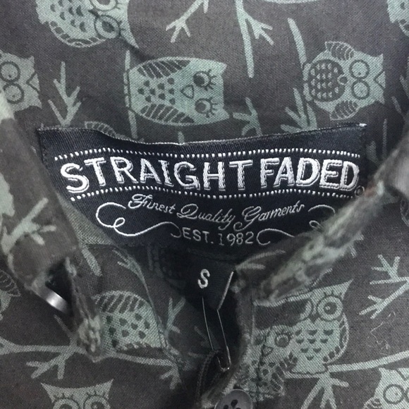 NWT Straight Faded Button Down Shirt Owl Pattern - Picture 7 of 8